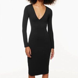 Babaton Black Contour V-Neck Long Sleeve Bodycon Dress Size Extra Small